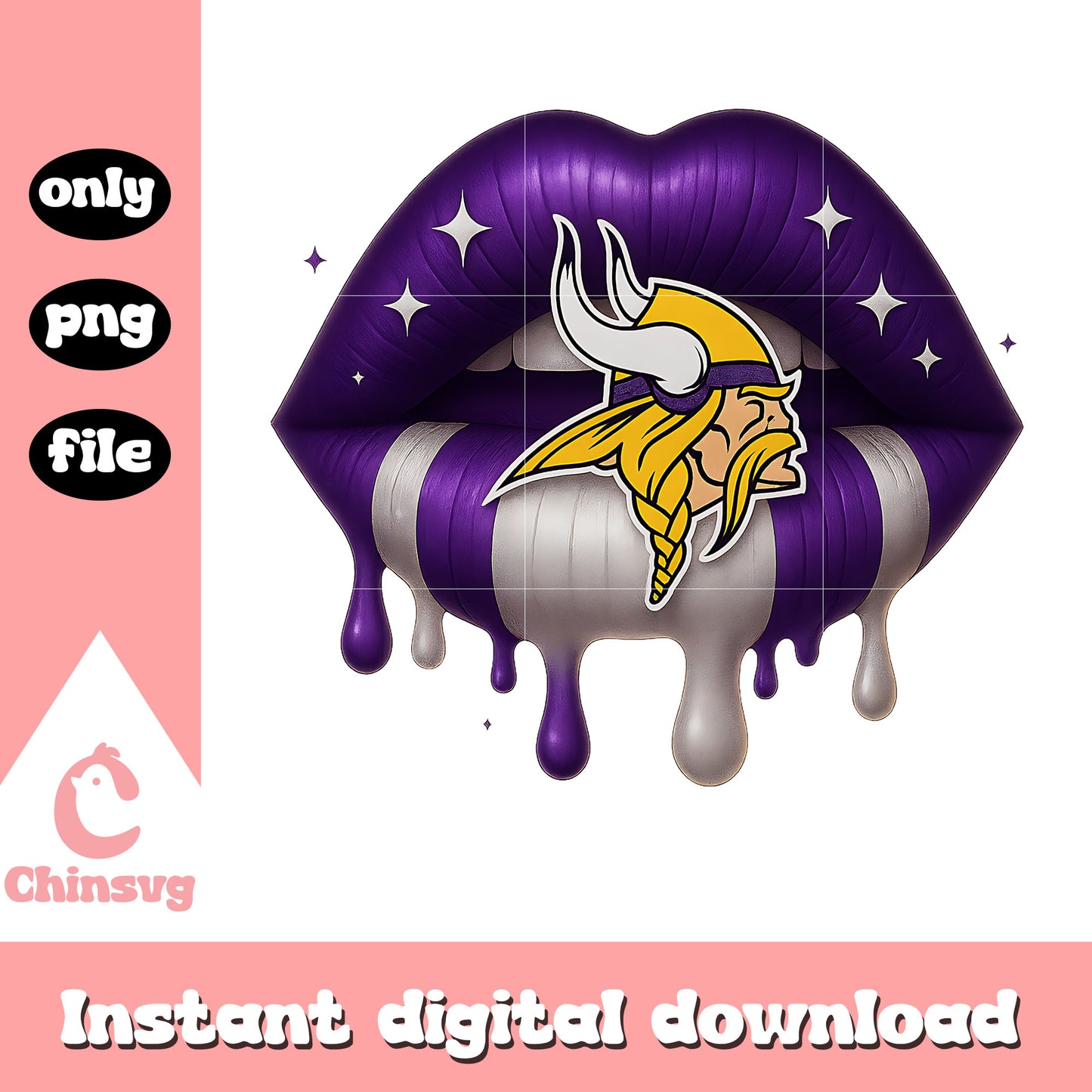 Minnesota vikings dripping lips png, minnesota vikings football png