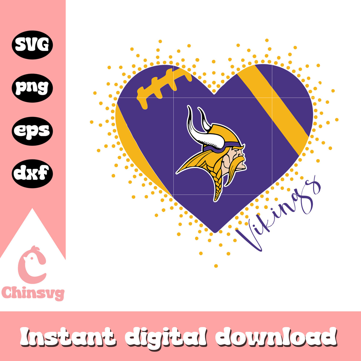 Minnesota vikings heart logo svg, nfl football team vikings svg