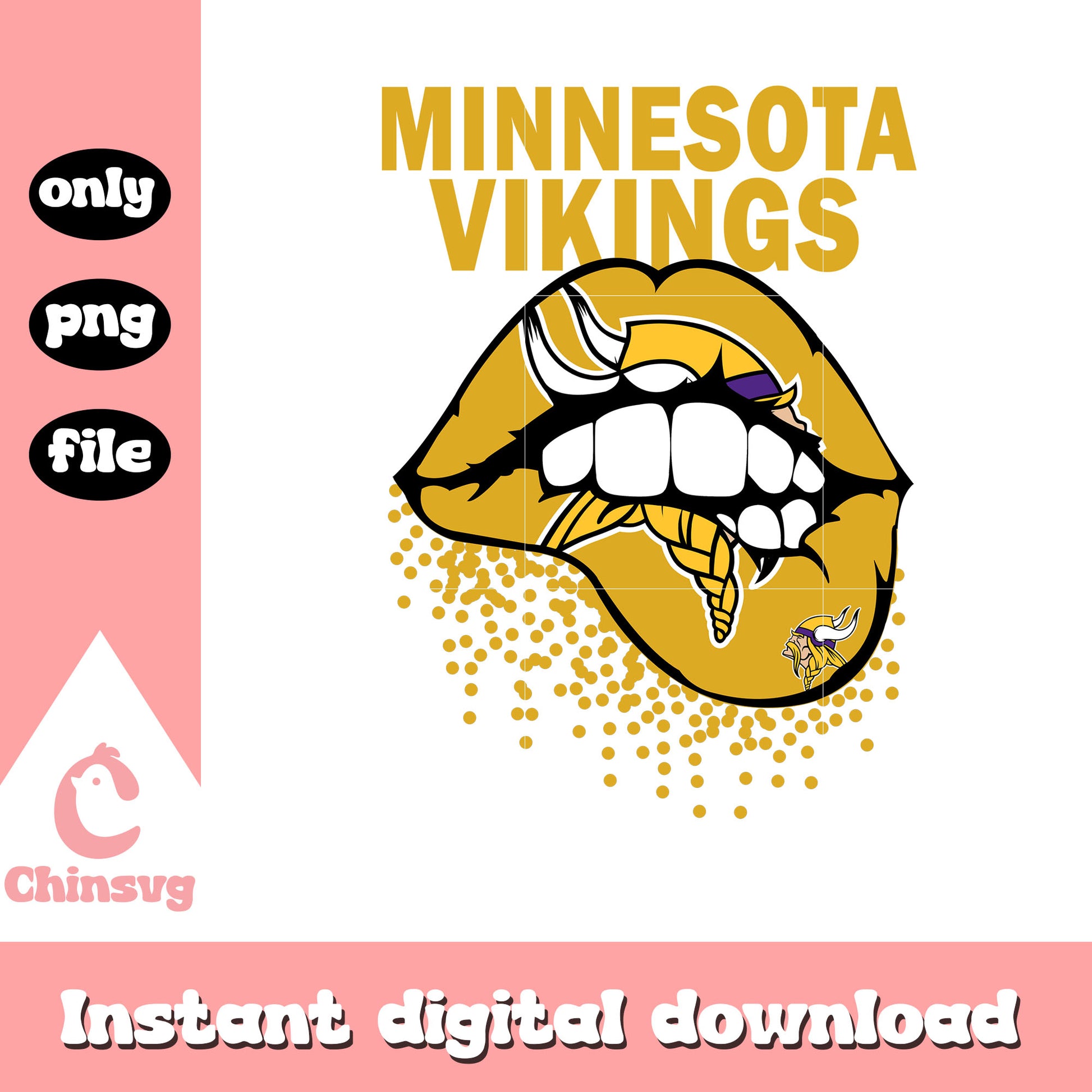 Minnesota vikings lips design png, vikings football​ png