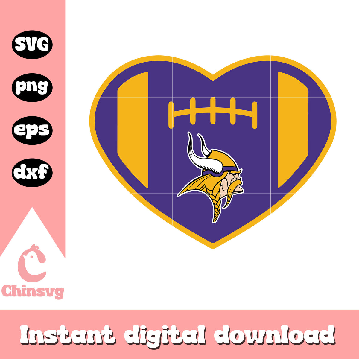 Minnesota vikings nfl ball heart design svg, images of minnesota vikings logo svg