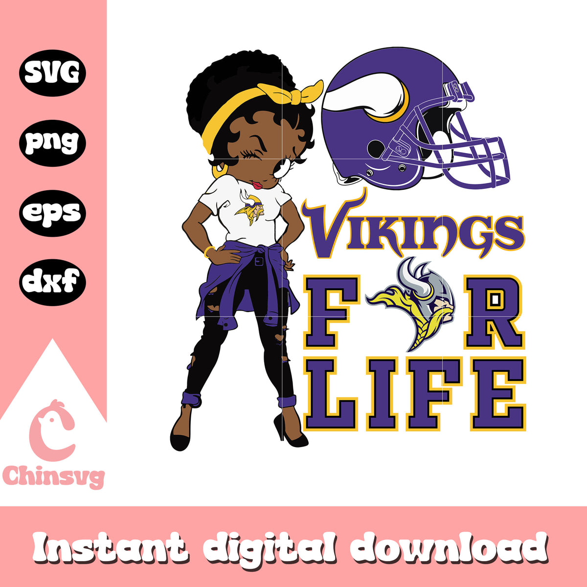 Minnesota vikings nfl betty boop for life svg, minnesota vikings football helmet svg