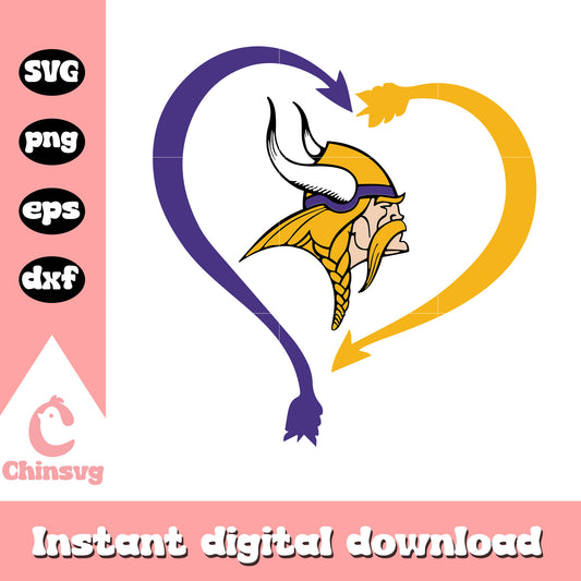 Minnesota vikings nfl heart bow svg, nfl minnesota vikings logo svg
