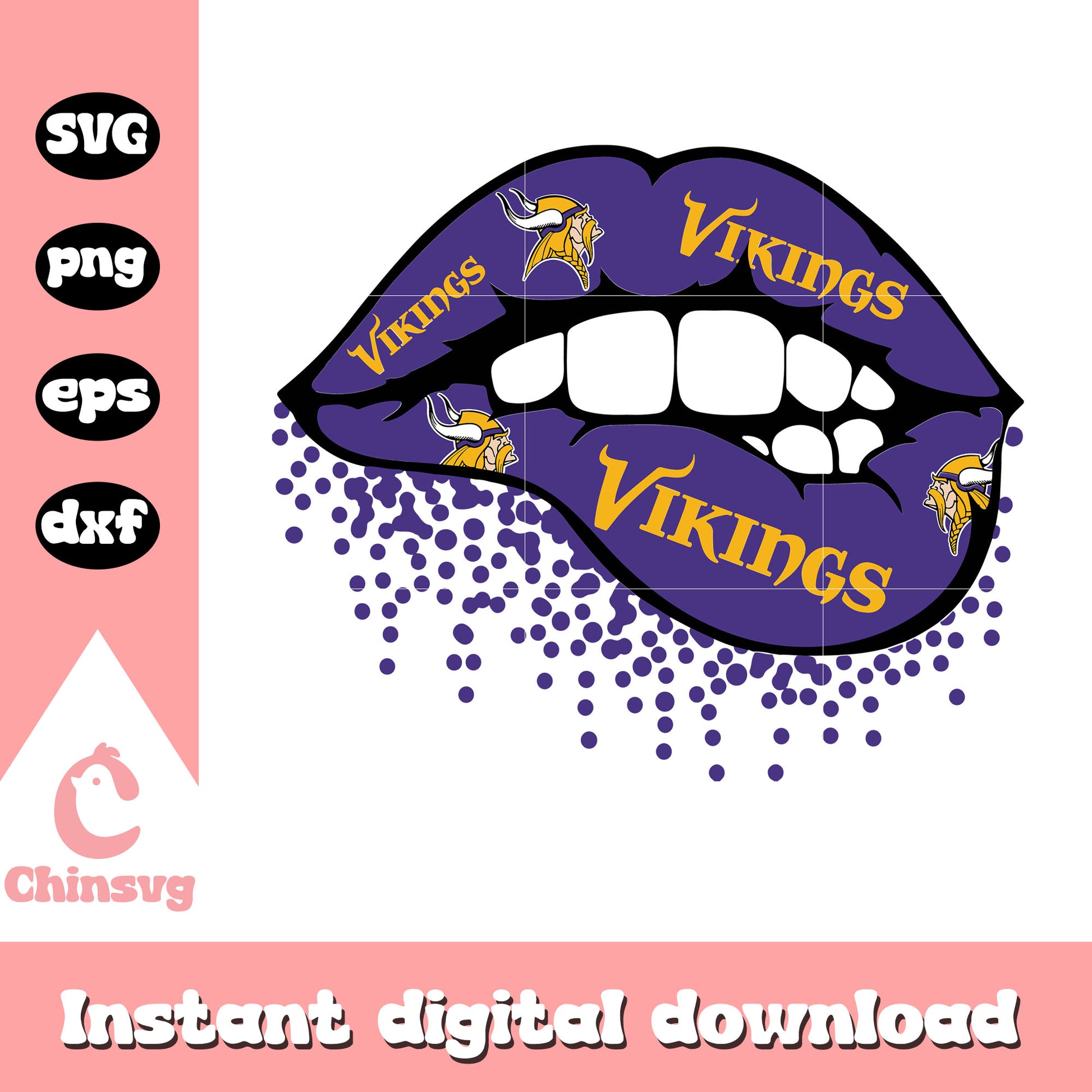 Minnesota vikings nfl lips svg, nfl minnesota vikings football svg
