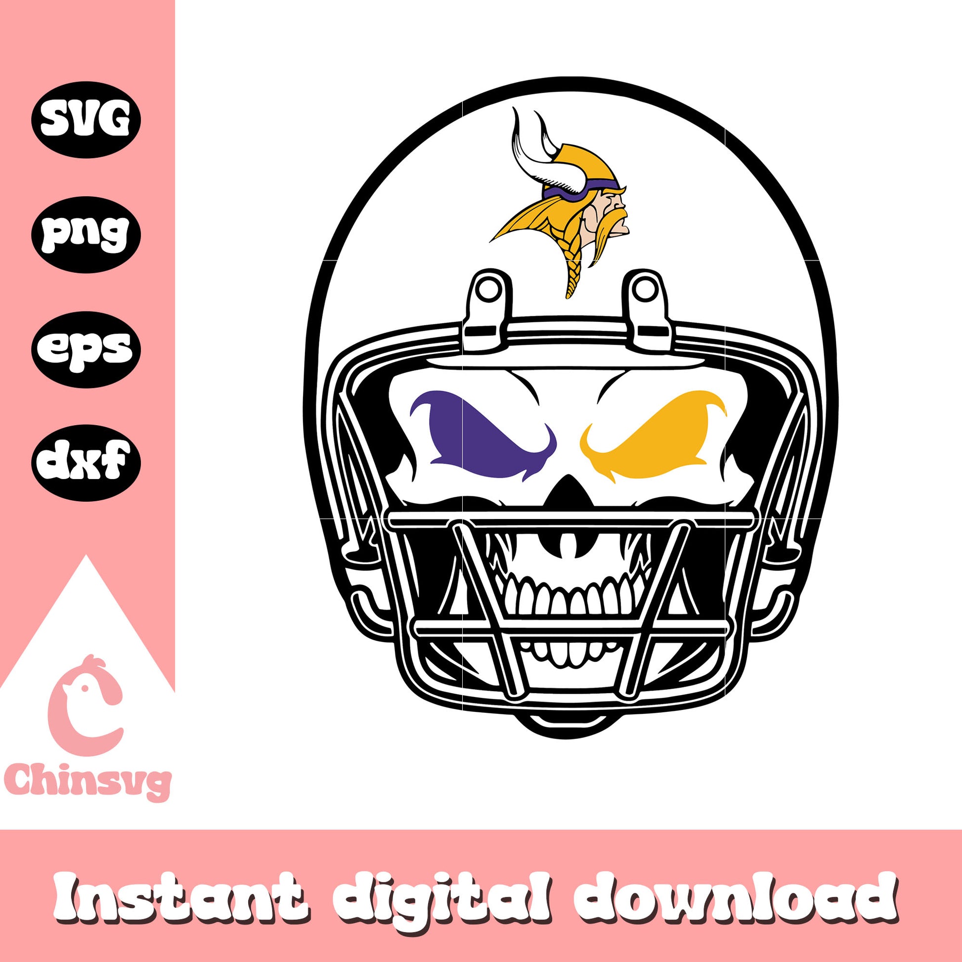 Minnesota vikings nfl skull helmet svg, minnesota vikings nfl team svg