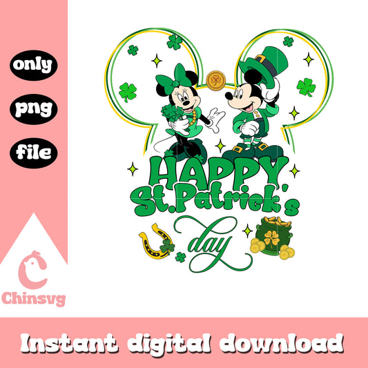 Minnie Mickey head happy st.patrick's day png, st.patrick day png