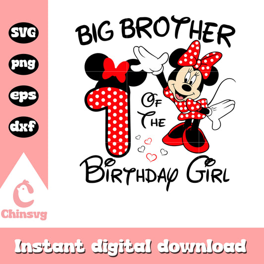 Minnie 1st big brother of the birthday girl svg, minnie birthday​ svg
