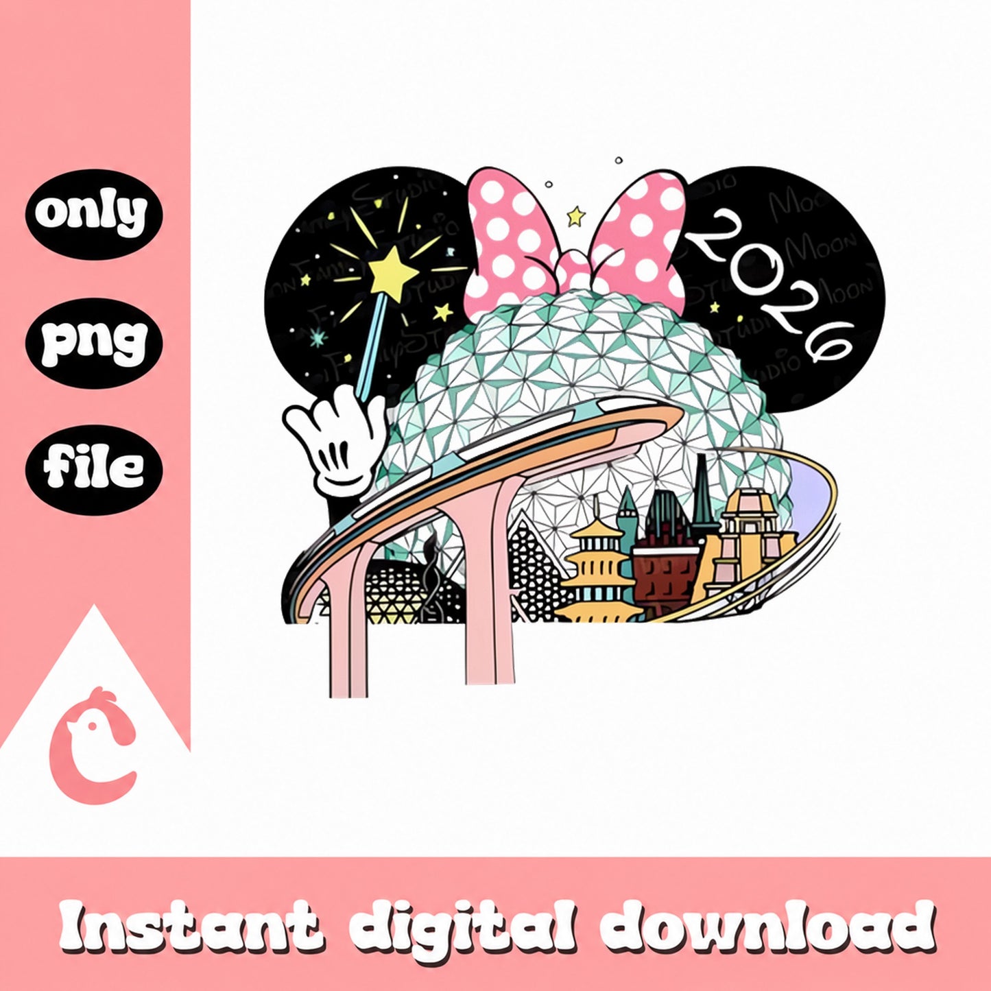 Minnie Mouse Epcot 2026 PNG, Disney World Clipart, PNG File