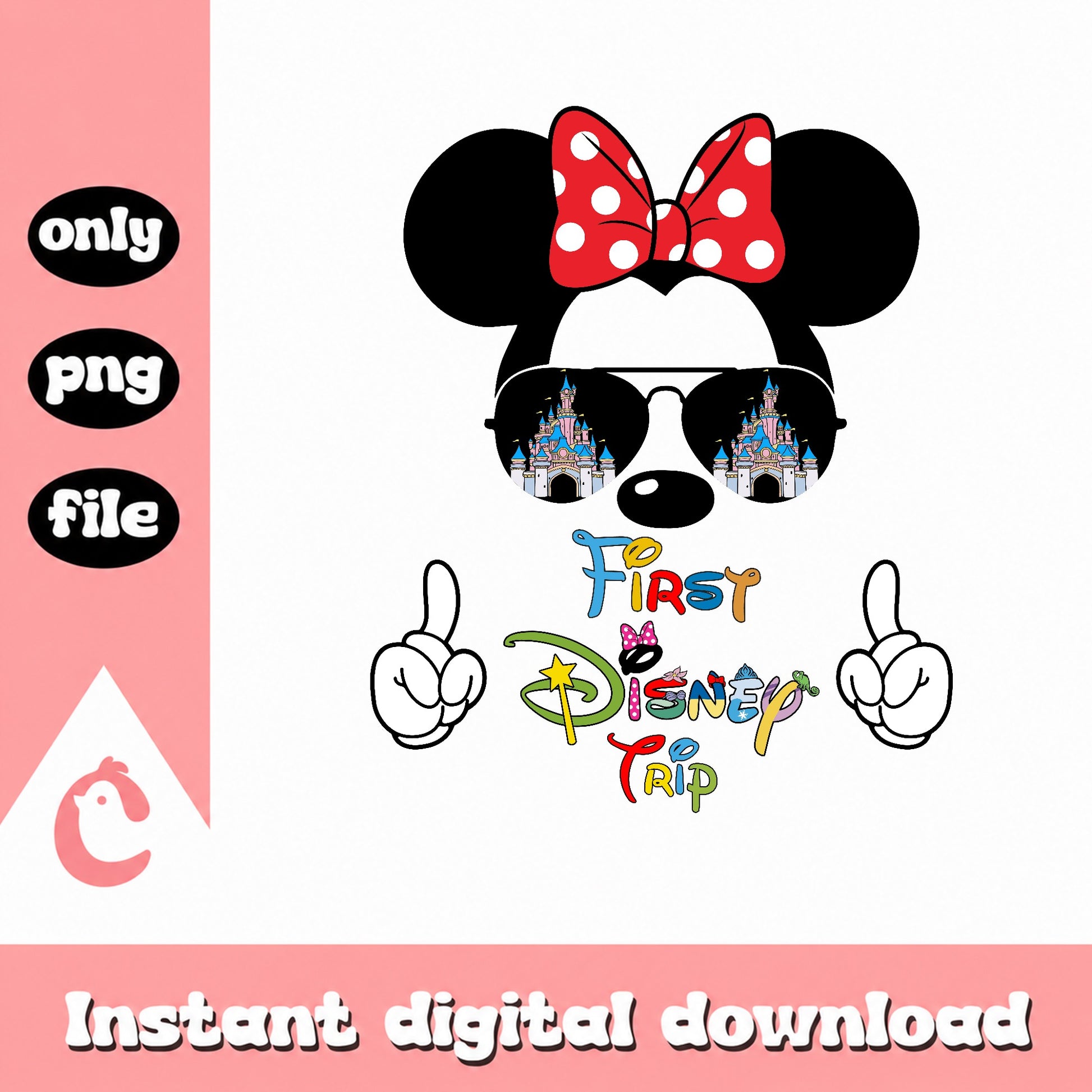 Minnie Mouse First Disney Trip PNG, Disney Castle PNG, Disney Vacation PNG