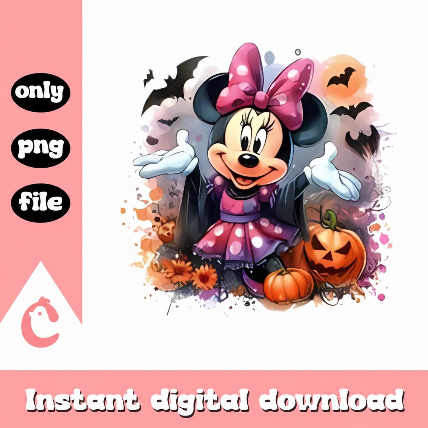 Minnie Mouse Halloween PNG, Disney Halloween PNG, Pumpkin PNG