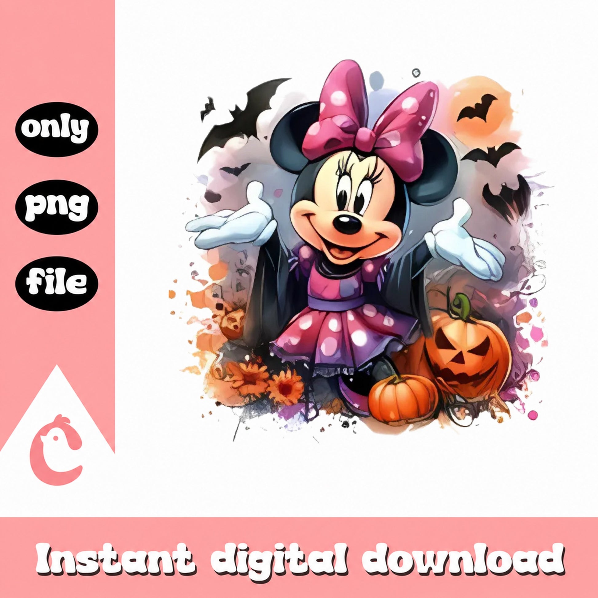 Minnie Mouse Halloween PNG, Disney Halloween PNG, Pumpkin PNG