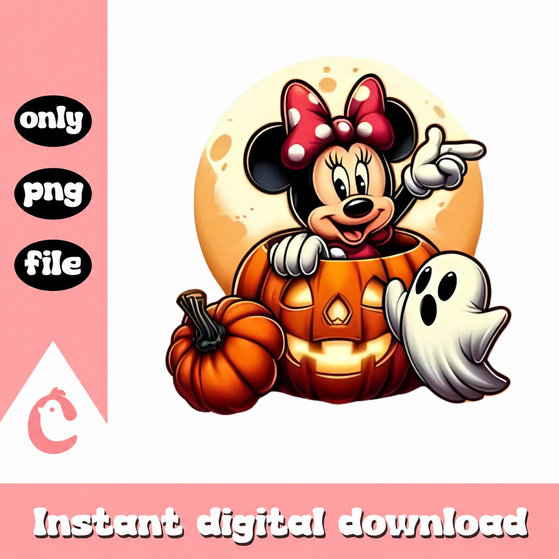 Minnie Mouse Halloween PNG, Disney Pumpkin Ghost PNG, Spooky Mickey PNG
