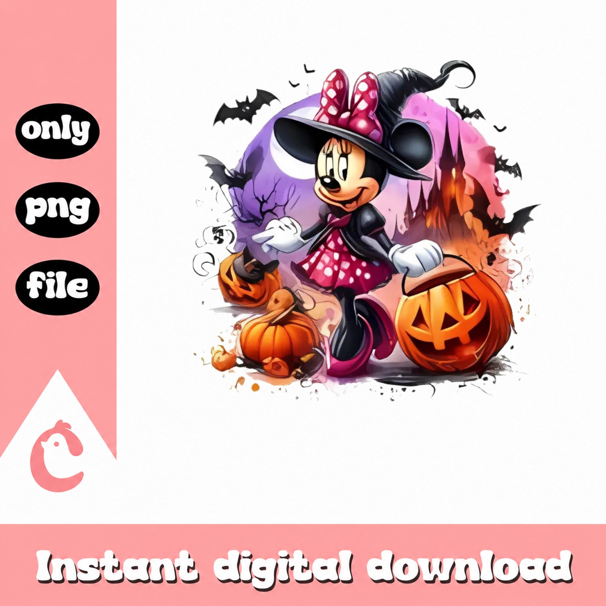 Minnie Mouse Halloween PNG, Disney Witch Pumpkin PNG, Halloween PNG