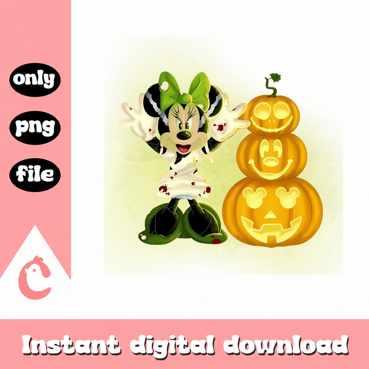 Minnie Mouse Halloween PNG, Disney Zombie Pumpkin PNG, Spooky PNG