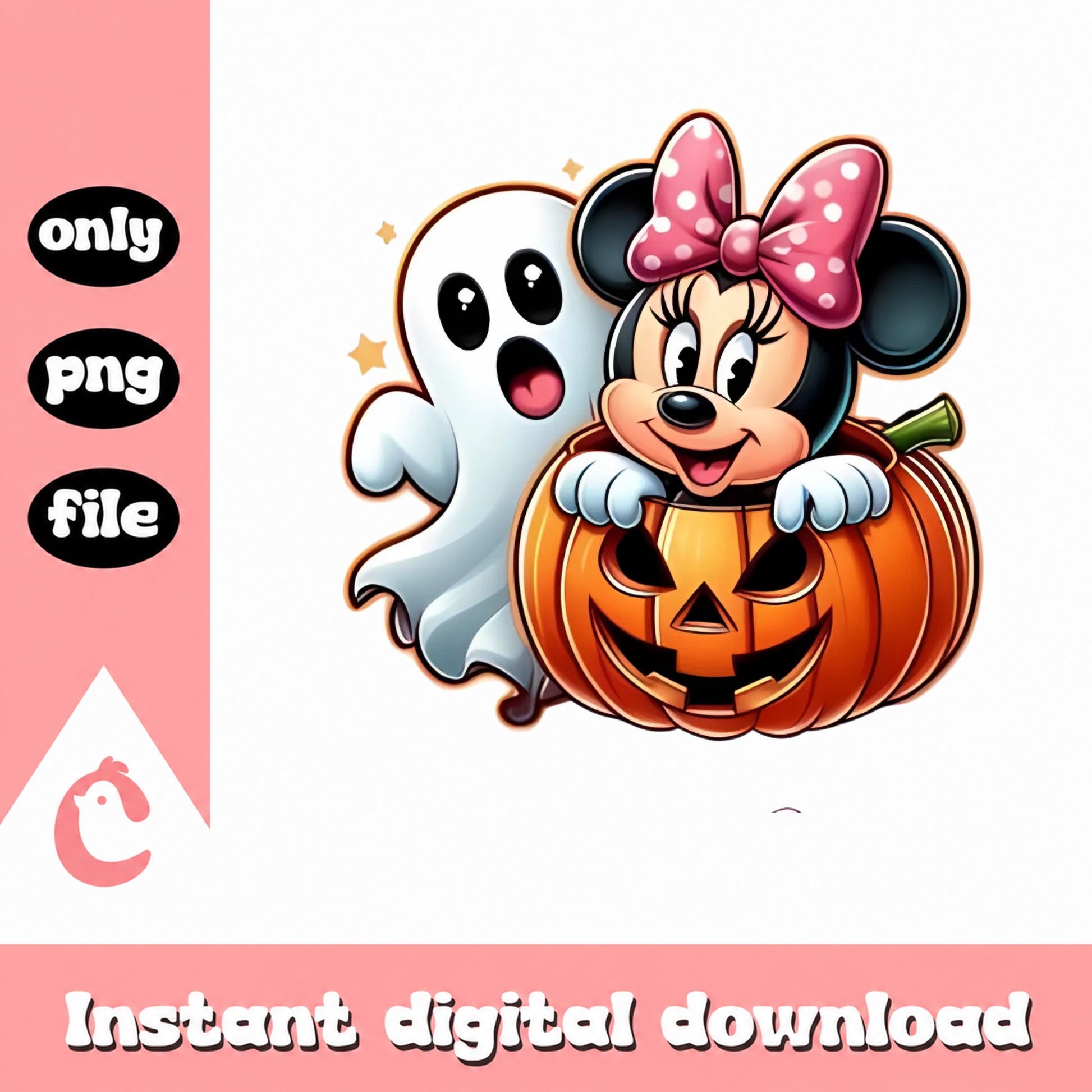 Minnie Mouse Halloween PNG, Ghost Pumpkin Disney PNG, Spooky Mickey PNG