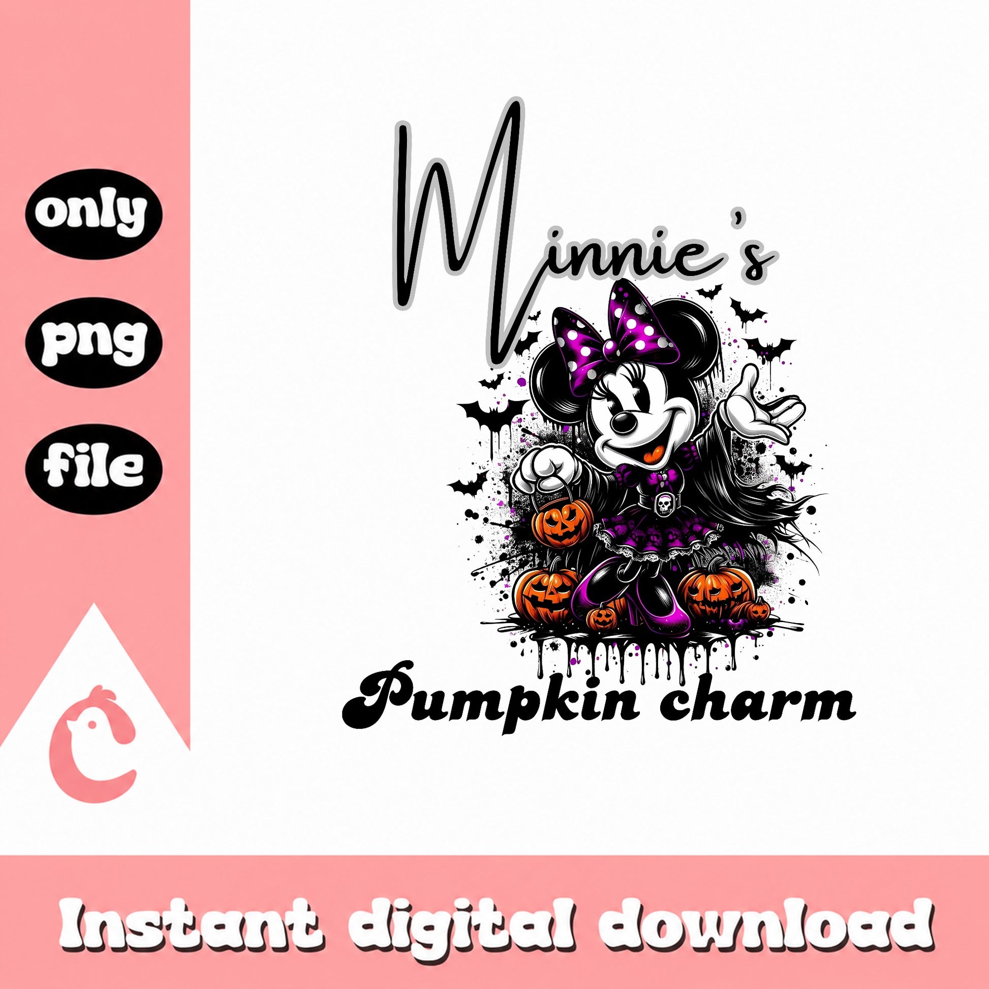 Minnie Mouse Halloween Pumpkin PNG, Disney Halloween PNG, Witch PNG
