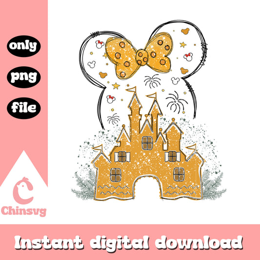 Minnie ears castle gingerbread christmas png, gingerbread disney castle​ png