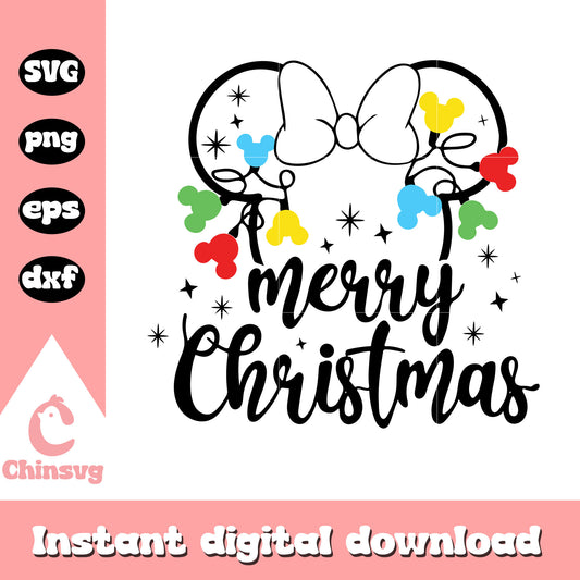 Minnie ears light merry christmas svg, disney christmas svg