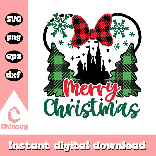 Minnie ears merry christmas svg, disney castle svg, disney christmas svg