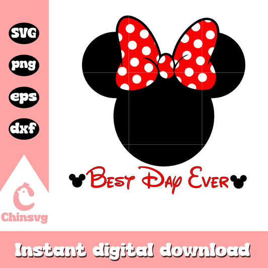 Minnie head best day ever black svg, minnie mouse head​ svg