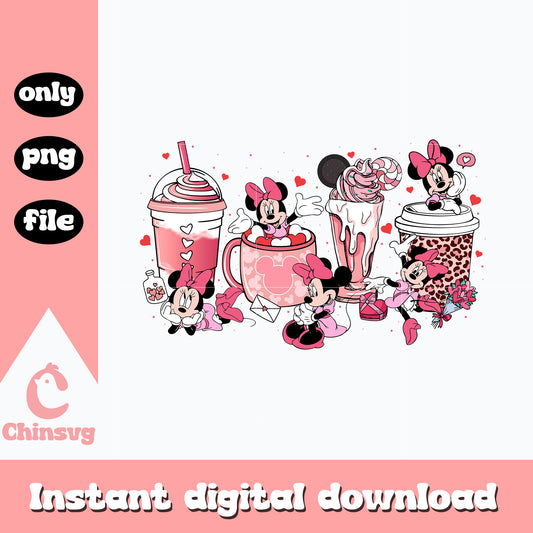 Minnie mouse cup tea png, Minnie mouse png, valentine png