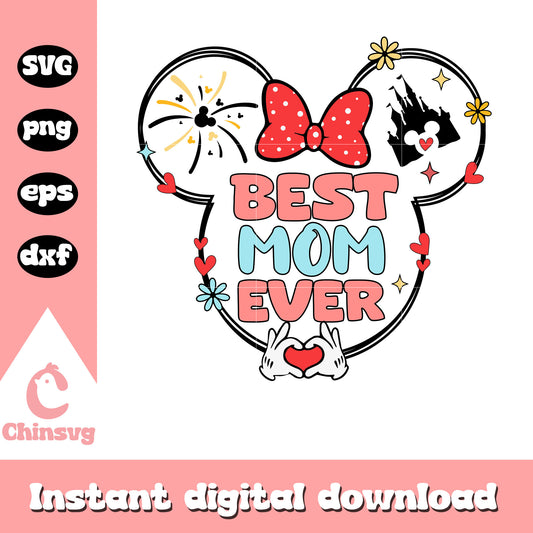 Minnie mouse head best mom ever svg, minnie mouse mom​ svg