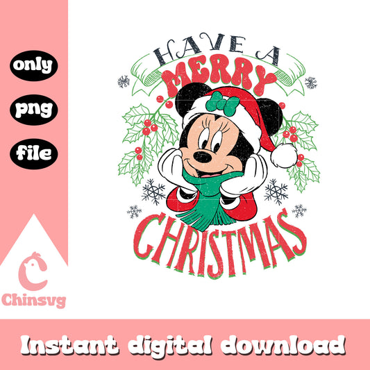 Minnie santa have a merry christmas png, minnie mouse christmas png