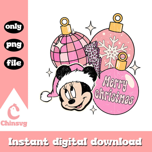 Minnie santa head christmas ornament png, minnie christmas png