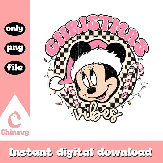 Minnie santa head christmas vibes pink png, minnie mouse head png