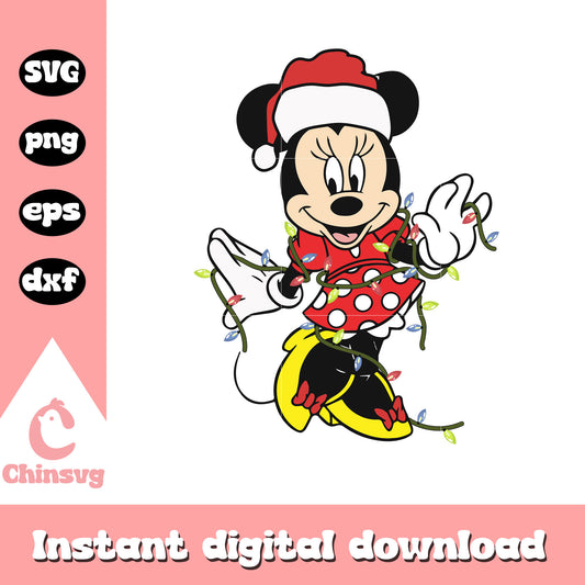 Minnie santa light christmas svg, christmas minnie mouse svg
