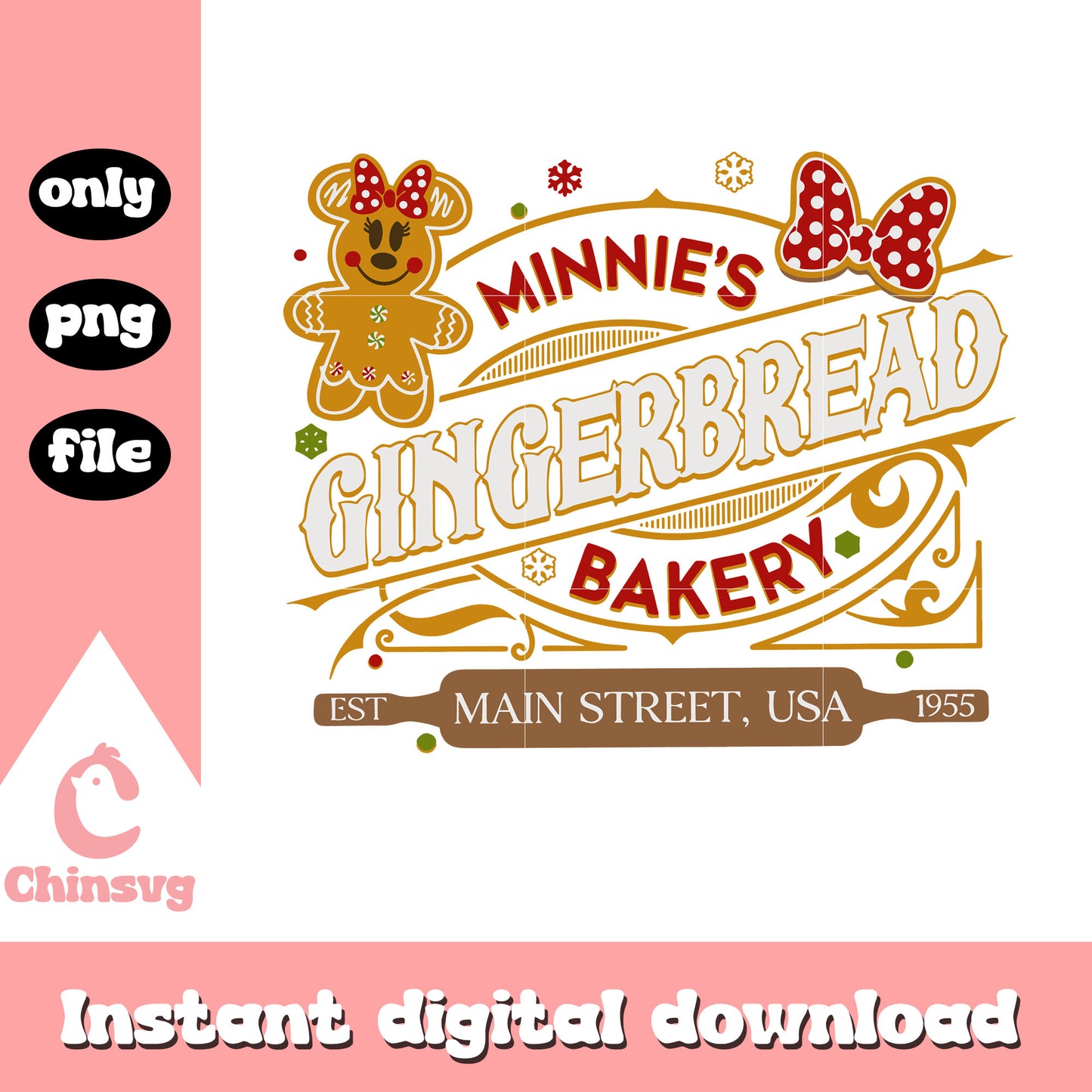 Minnie's gingerbread bakery main street usa png, disney xmas png