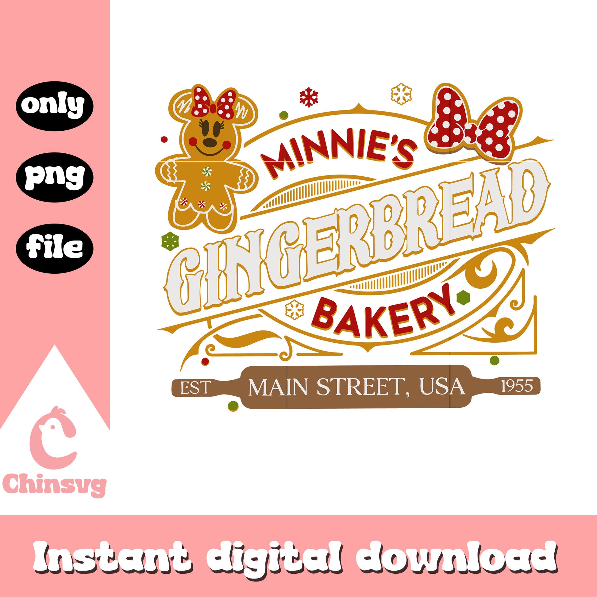 Minnie's gingerbread bakery main street usa png, disney xmas png