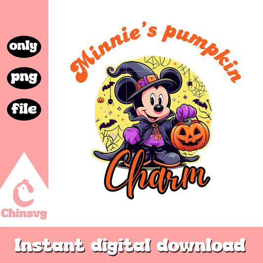Minnie's pumpkin charm halloween costume png, disney minnie png