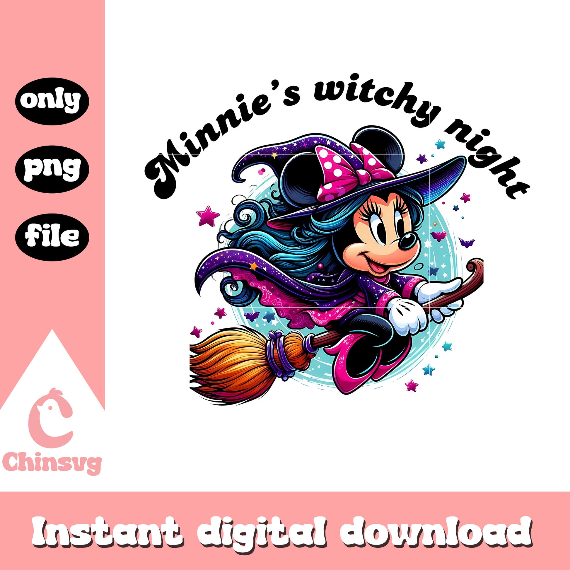 Minnie's witchy night halloween png, the witch png