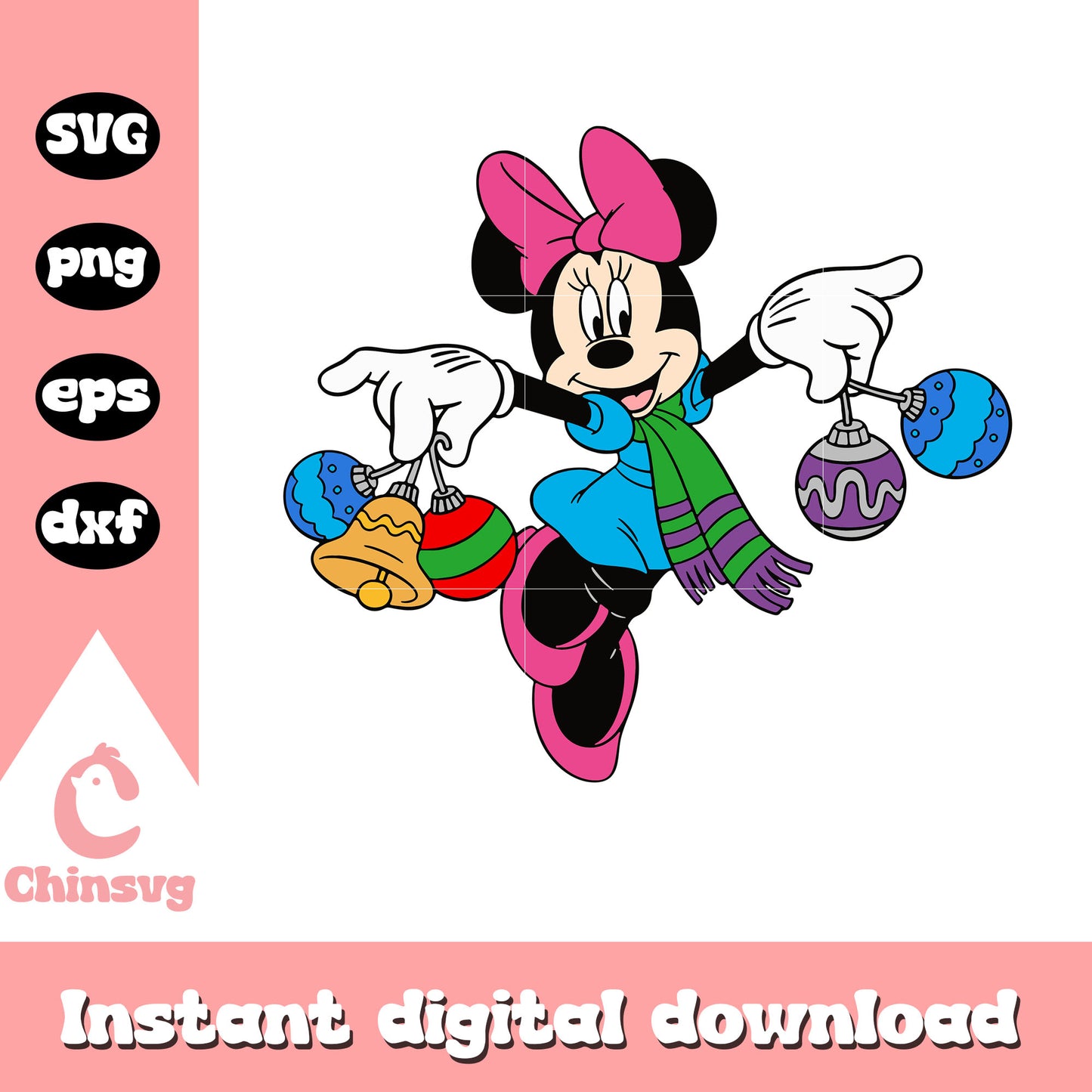 Minnie and christmas ornaments svg, christmas tree ornaments svg