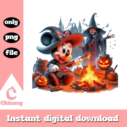 Minnie and horror witch png, easy halloween costume png