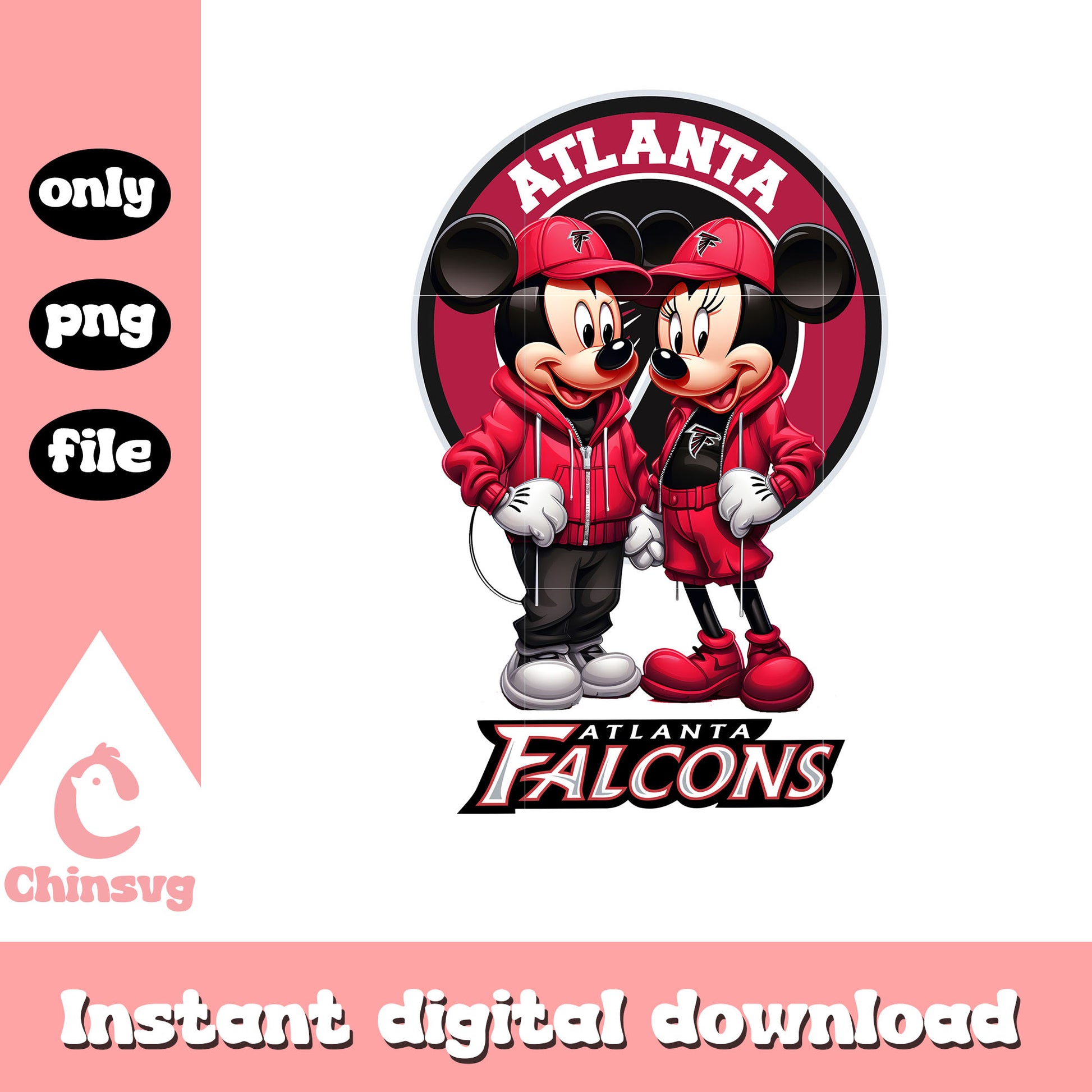 Minnie and mickey falcons png, atlanta falcons football​​​​ png