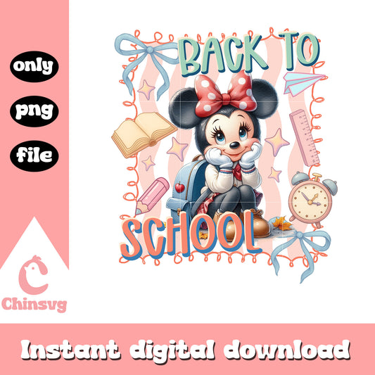 Minnie back to school coquette clipart png, disney minnie cartoon png