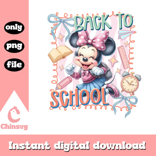 Minnie back to school coquette design png, disney minnie mouse png
