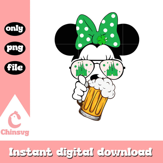 Minnie beer st patrick day png, happy saint patricks day png
