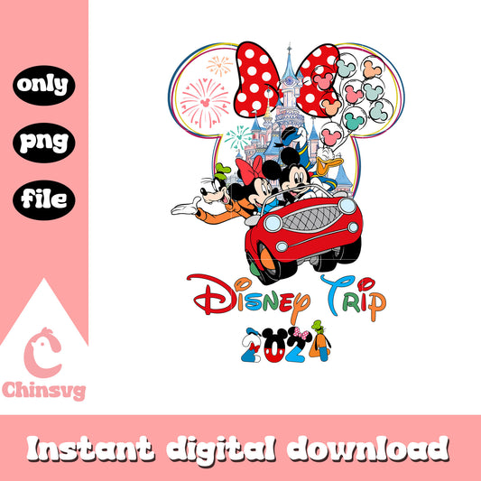 Minnie car disney trip 2024 png, disney trip png, mickey png