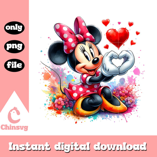 Minnie character love design png, minnie mouse png