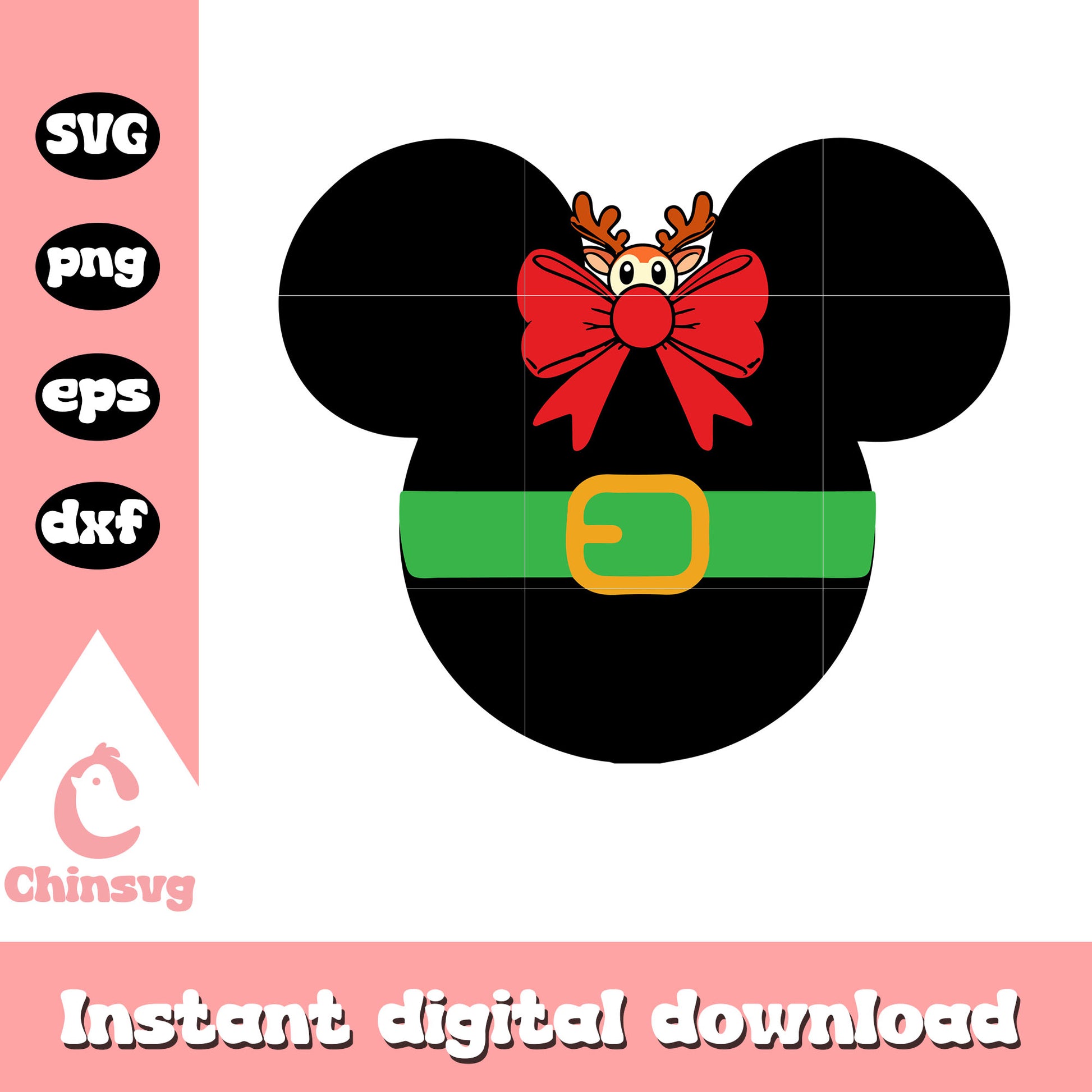 Minnie christmas bow design svg, reindeer christmas  svg