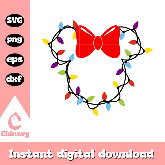 Minnie christmas flashing lights svg, minnie mouse svg