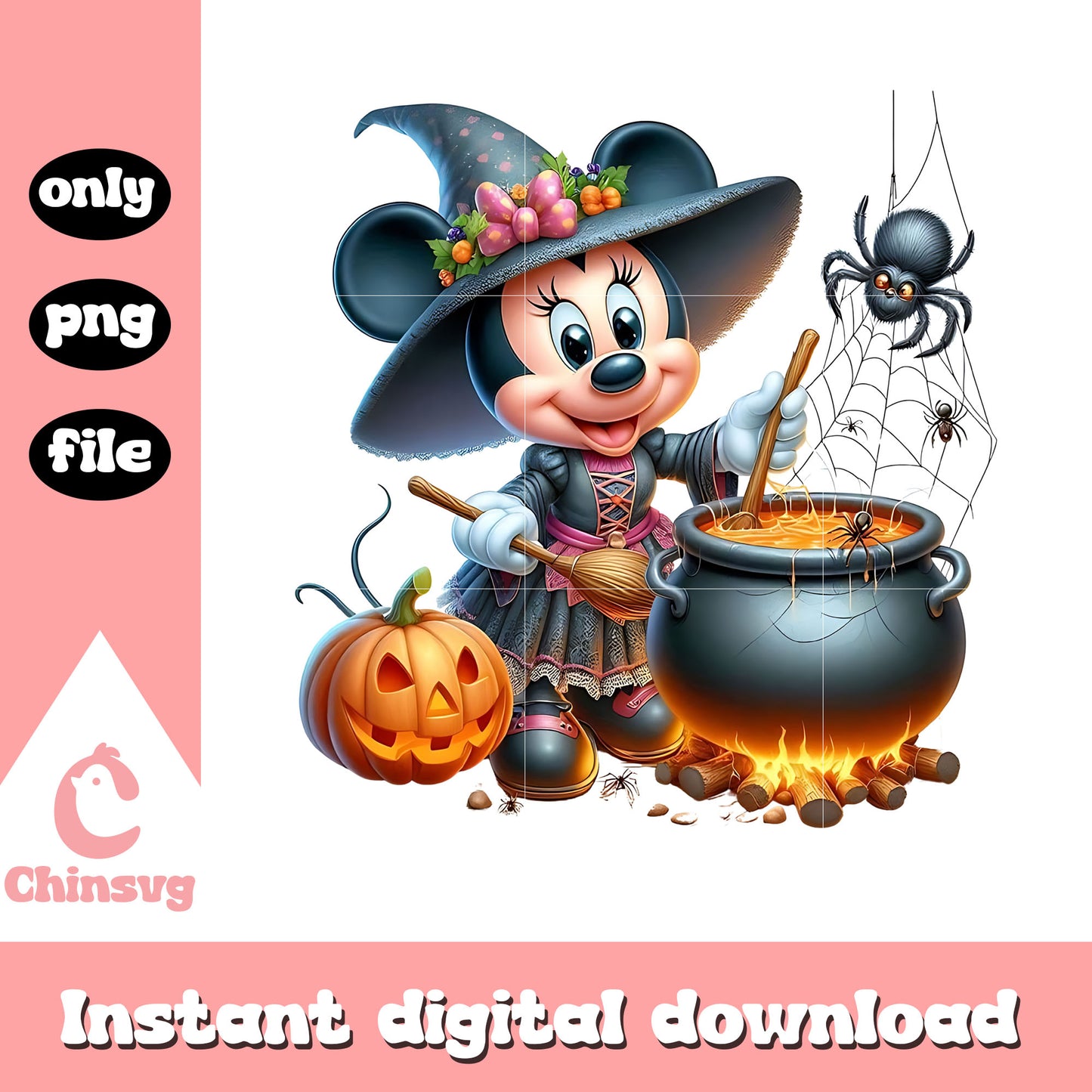 Minnie cosplay witch on halloween png, witch costume png
