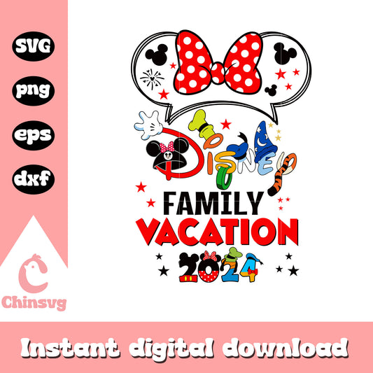 Minnie disney family vacation 2024 svg, minnie ears svg