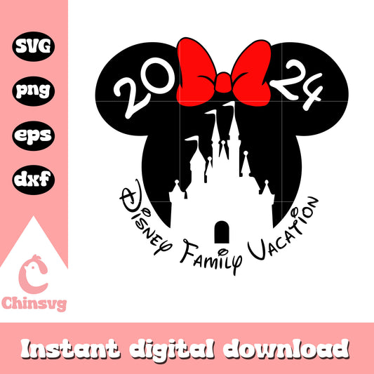 Minnie disney family vacation 2024 svg, minnie head svg
