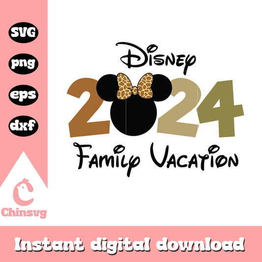 Minnie disney family vacation 2024 svg, minnie mouse head svg