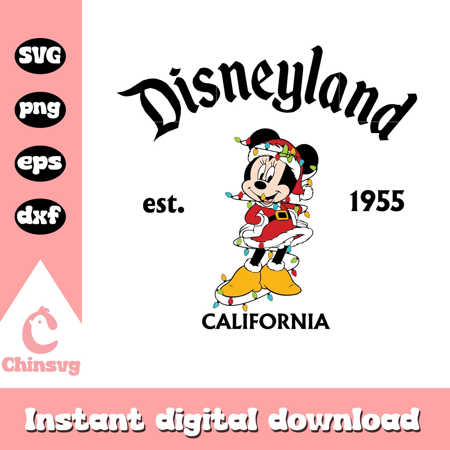 Minnie disneyland california est 1955  svg, christmas at disney world​ svg