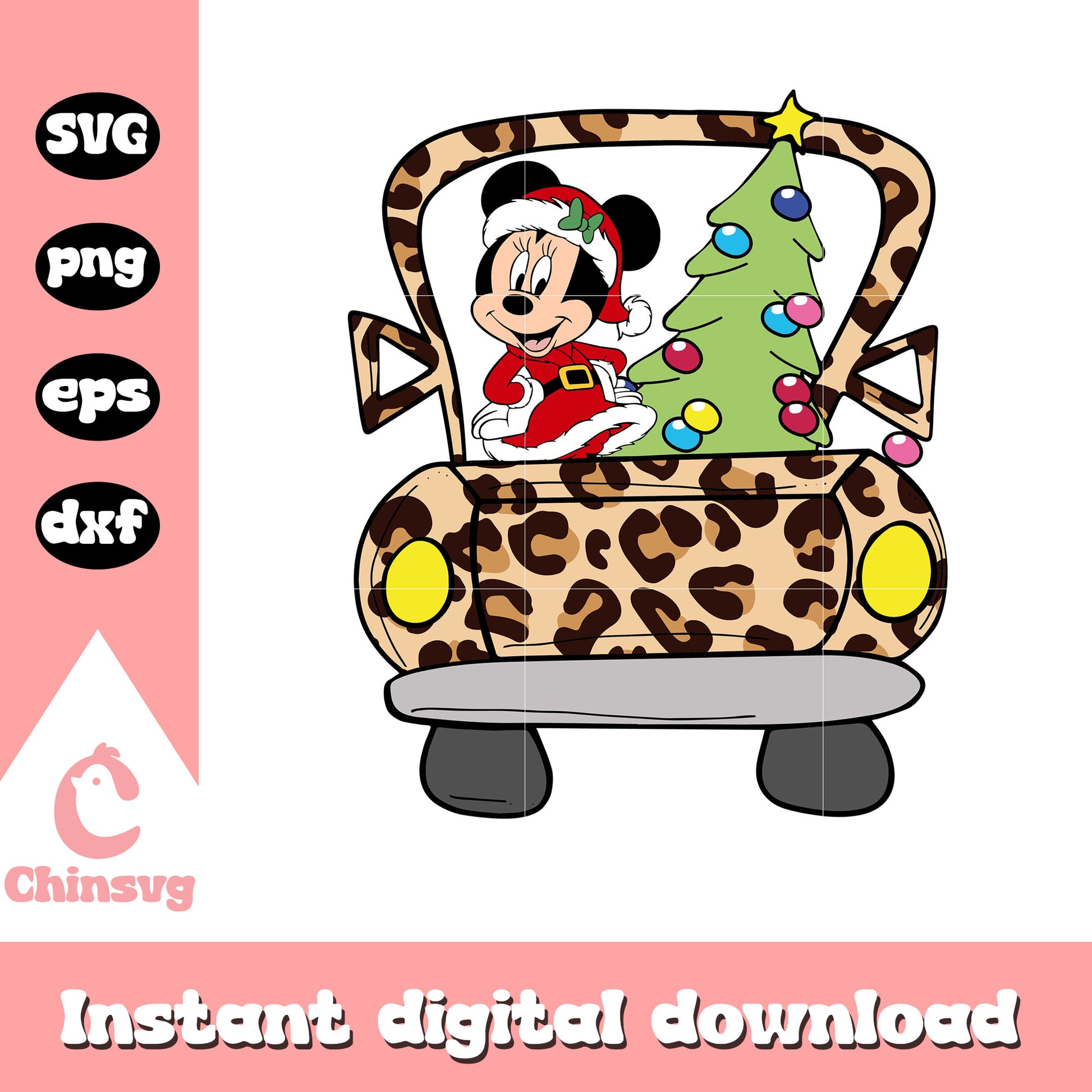 Minnie drive car christmas tree svg, disney christmas tree svg