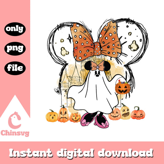 Minnie ear ghost halloween vibes png, halloween decor png